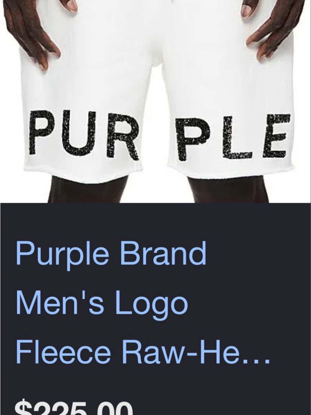 Purple Brand Men's White Logo Fleece Shorts
